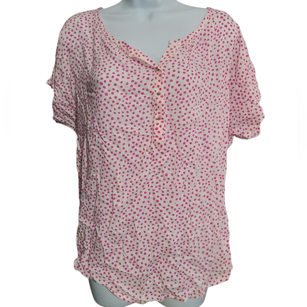 GRAND and GREENE Pink Dot Top L